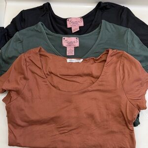 Maternity Short Sleeve Scoop Neck Tee 3-Pack - Black, Olive, Rust